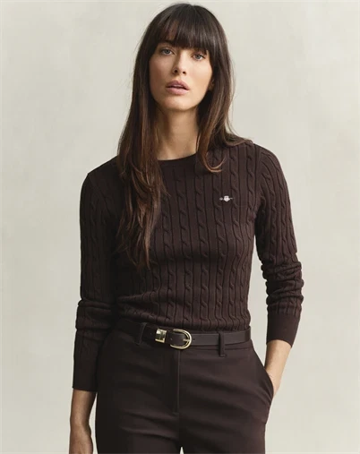 Gant - Classic Cable Strik - Deep Brown